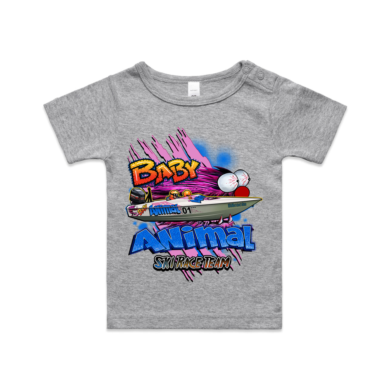 Baby Animal Ski Race Team Infant Tee