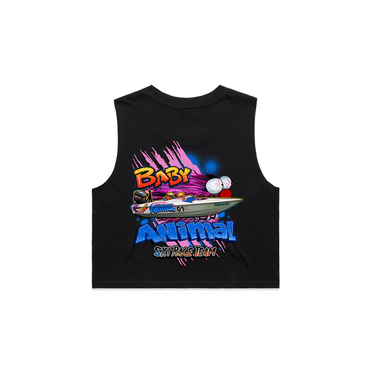 Baby Animal Ski Race Team Ladies Crop Tank