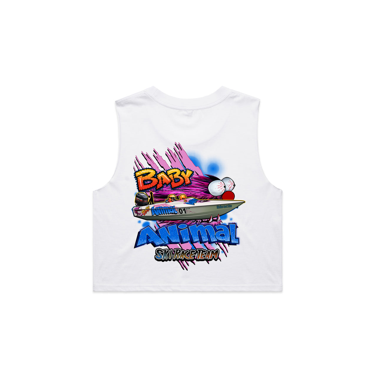 Baby Animal Ski Race Team Ladies Crop Tank