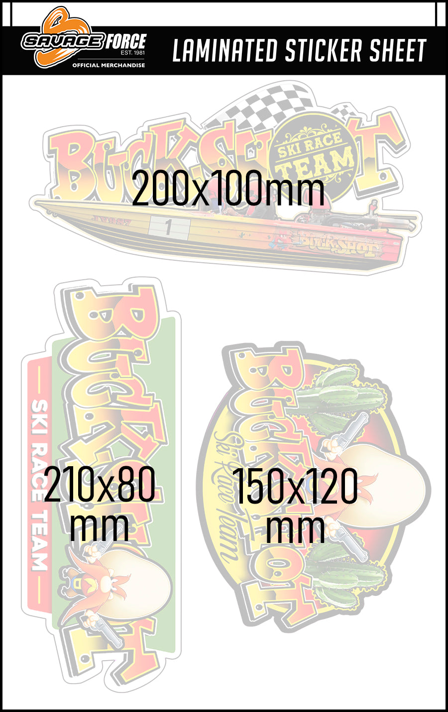 Buckshot Ski Race Team Sticker Sheet