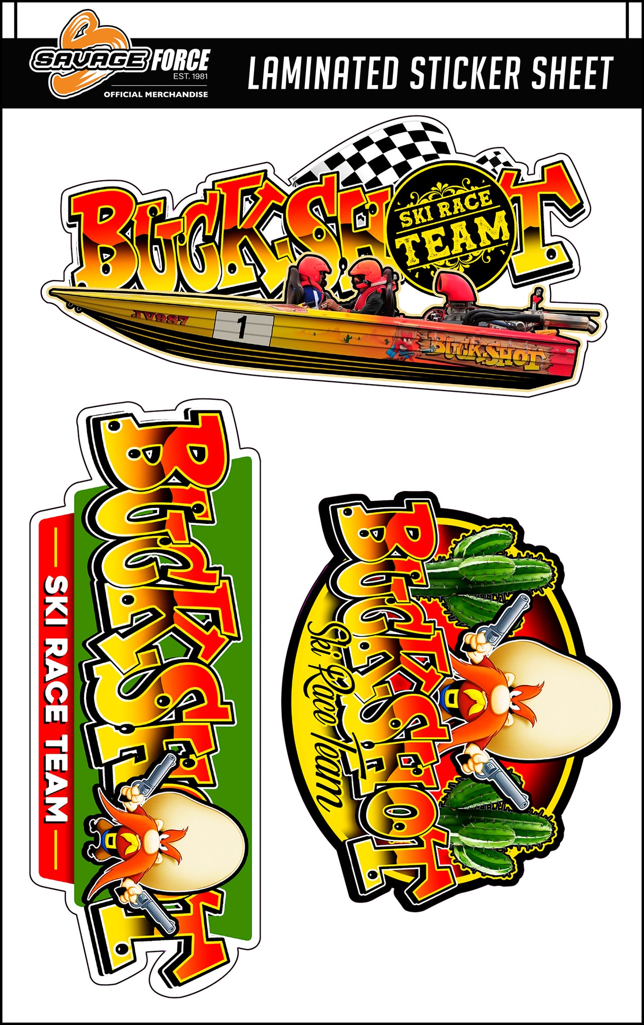 Buckshot Ski Race Team Sticker Sheet