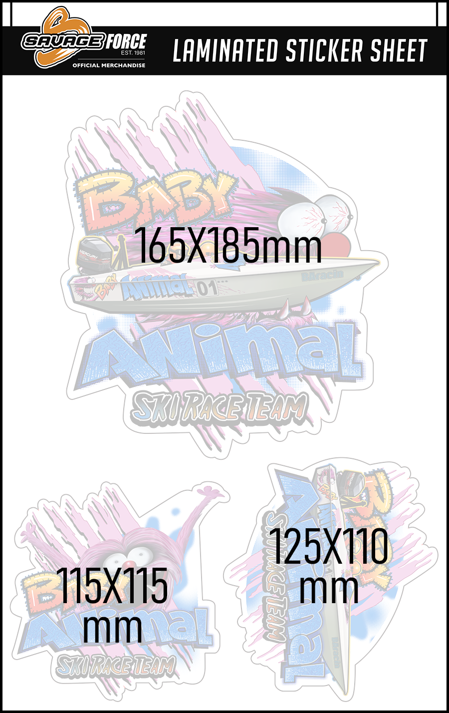 Baby Animal Ski Race Team Sticker Sheet