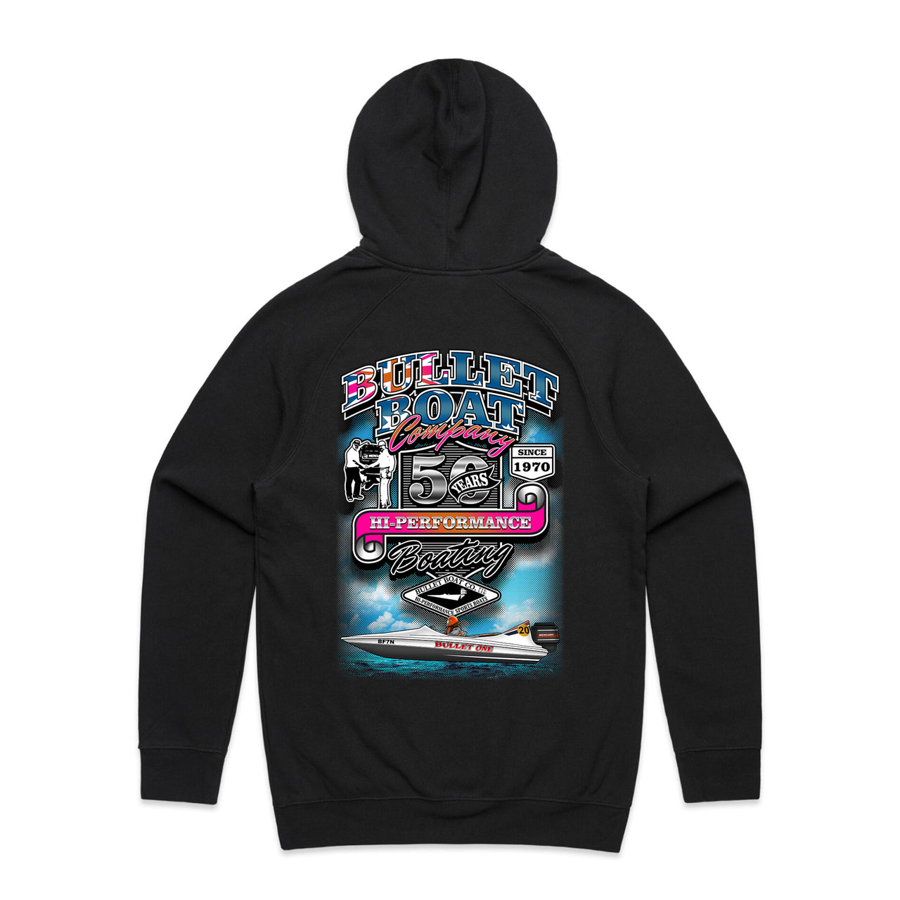 Bullet Boats 50th Anniversary Full On Adult Hoodie