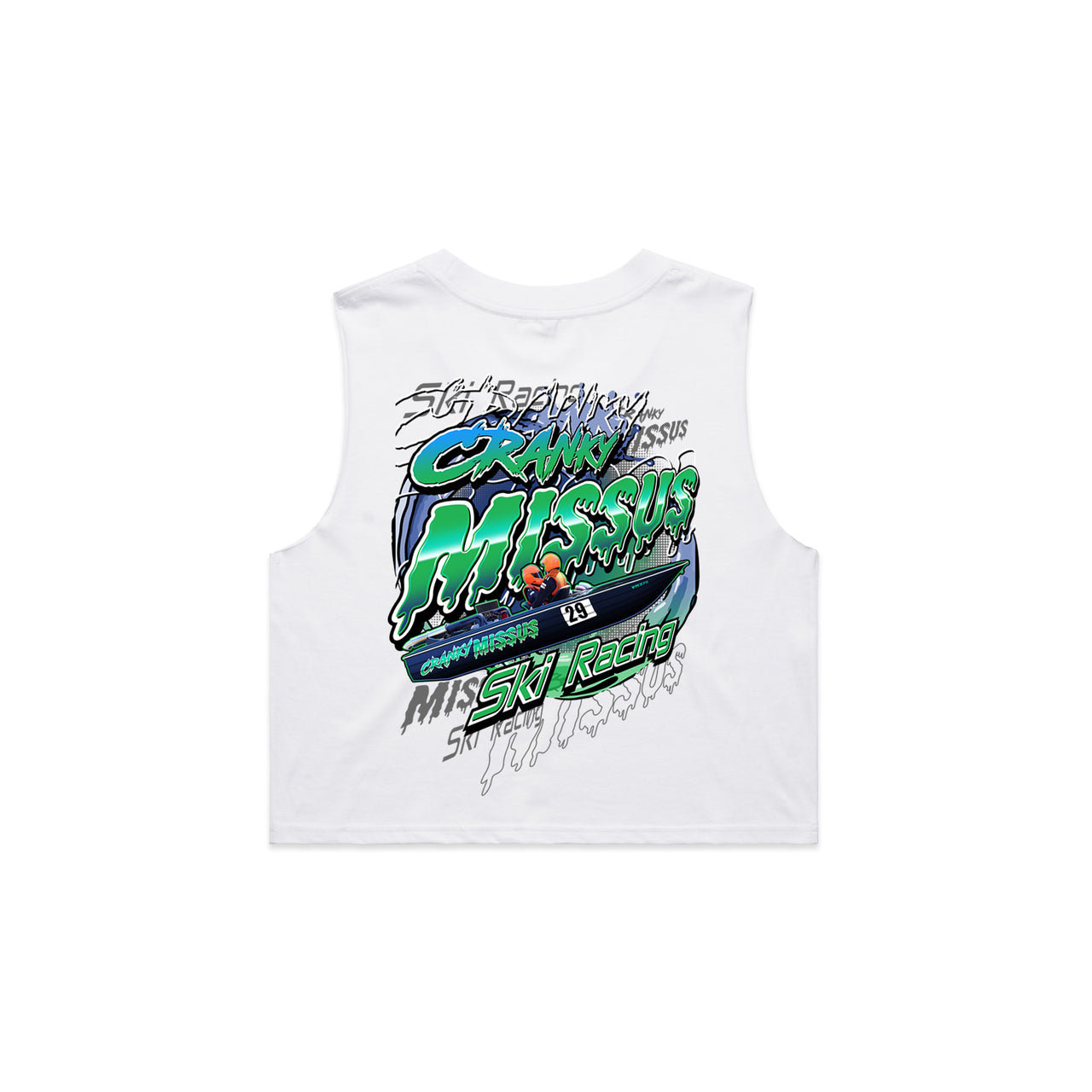 Cranky Missus Ski Racing Ladies Crop Tank