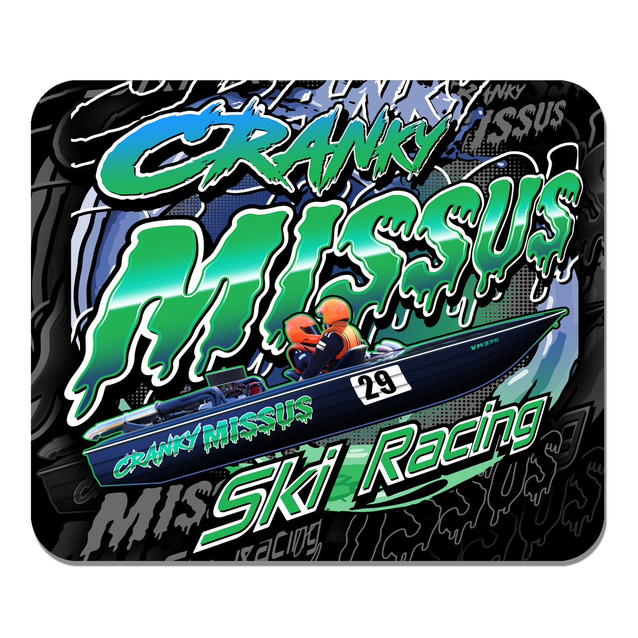 Cranky Missus Ski Racing Mouse Pad