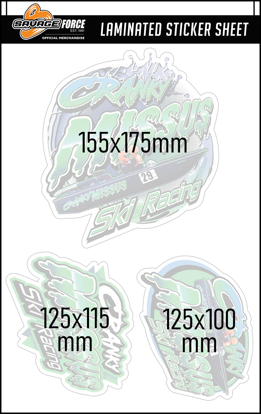 Cranky Missus Ski Racing Sticker Sheet