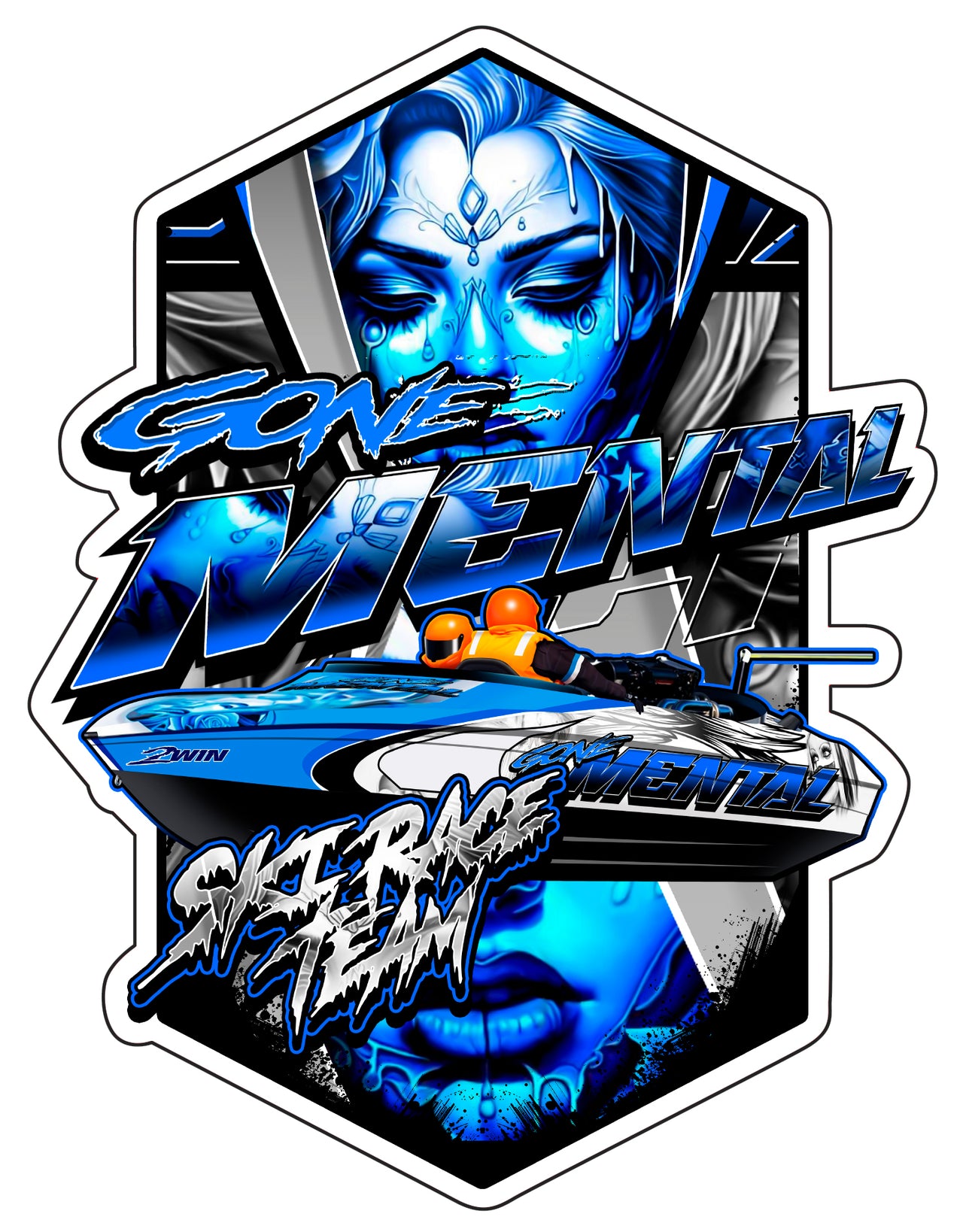 Gone Mental Ski Race Team Single Sticker