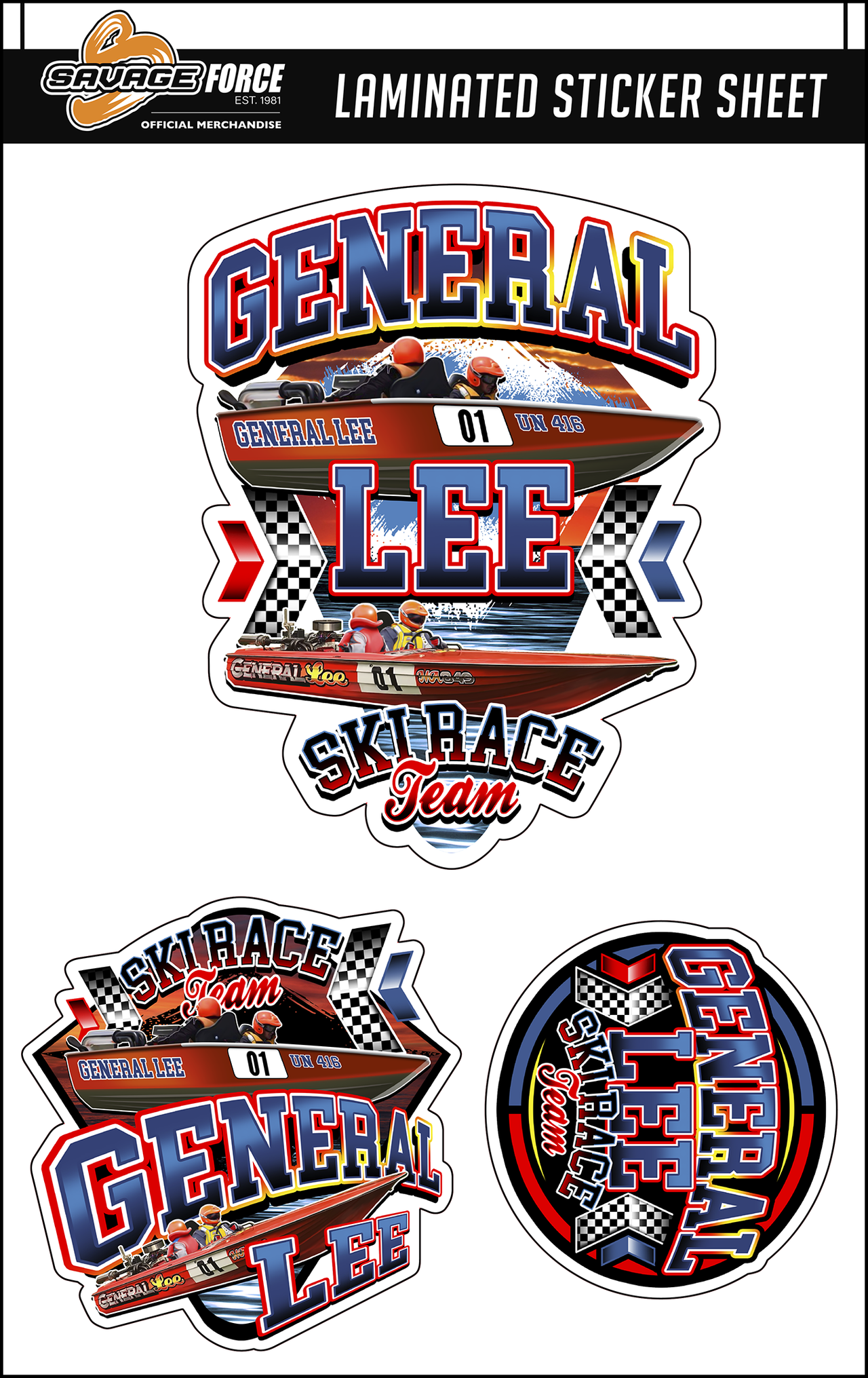 General Lee Ski Race Team Sticker Sheet