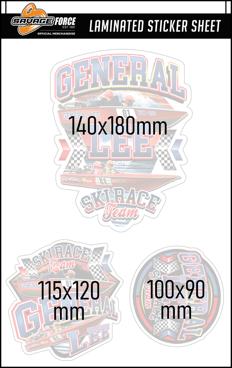 General Lee Ski Race Team Sticker Sheet