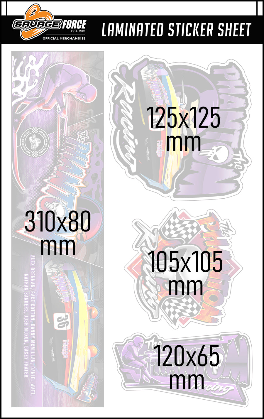 The Phantom Racing Sticker Sheet