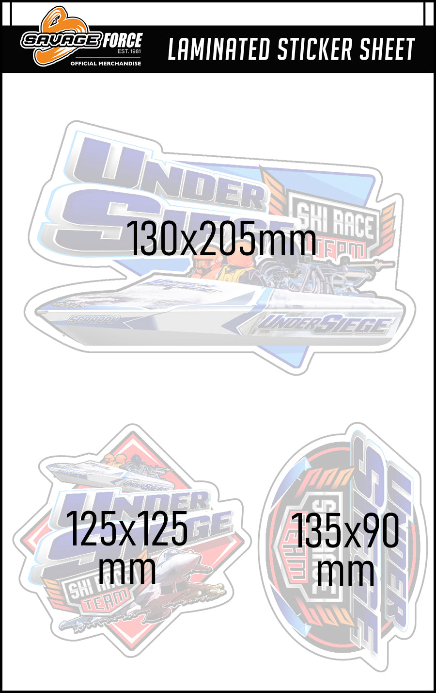 Under Siege Ski Race Team Sticker Sheet